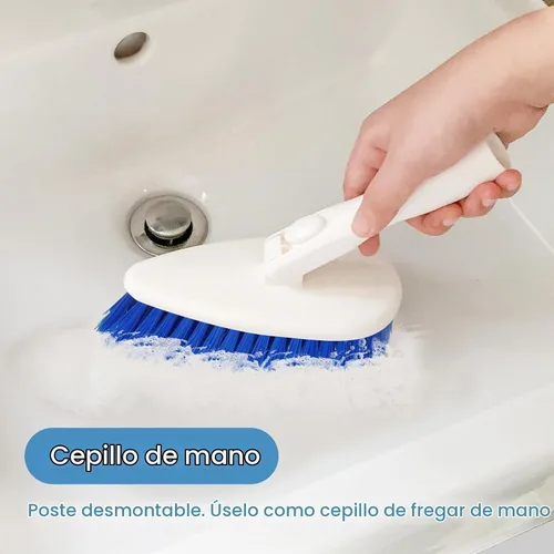 Vista 5 de Qaestfy - Cepillo de limpieza de ducha y baño con mango ajustable de 51 pulgadas, juego de limpieza para tina, baldosas, cepillo de limpieza