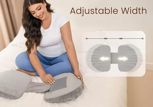 Vista 4 de Almohada de embarazo para dormir con espuma viscoelástica para dormir de lado, almohada de maternidad con soporte para la espalda, el vientre