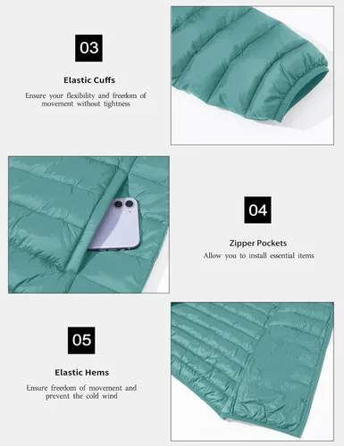 Vista 6 de MAGCOMSEN Chaqueta acolchada ligera con capucha para hombre, con cremallera completa, resistente al agua, acolchada, con forro