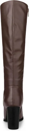 Vista 3 de Allegra K Botas altas hasta la rodilla con tacón redondo y puntera redonda para mujer