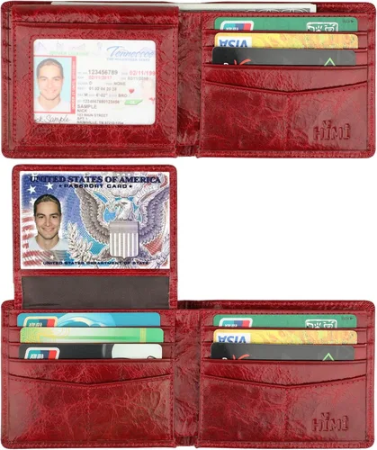 Vista 4 de Cartera para hombre-Cuero Genuino RFID Bloqueo Billetera Bifold Elegante Con Ventana 2 ID