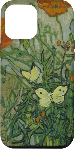 Vista 26 de Vincent Van Gogh - Carcasa para iPhone 17, diseño de mariposas y amapolas