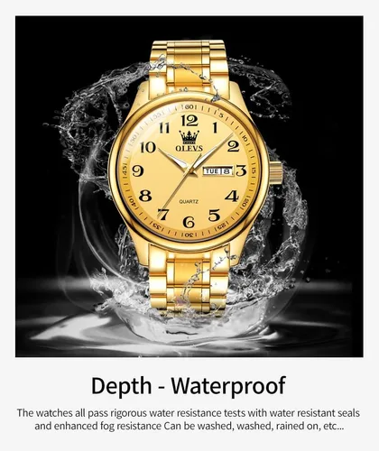 Vista 4 de OLEVS Reloj para hombre vestido de negocios diamante analógico cuarzo fecha lujo clásico acero inoxidable impermeable luminoso dos tonos reloj