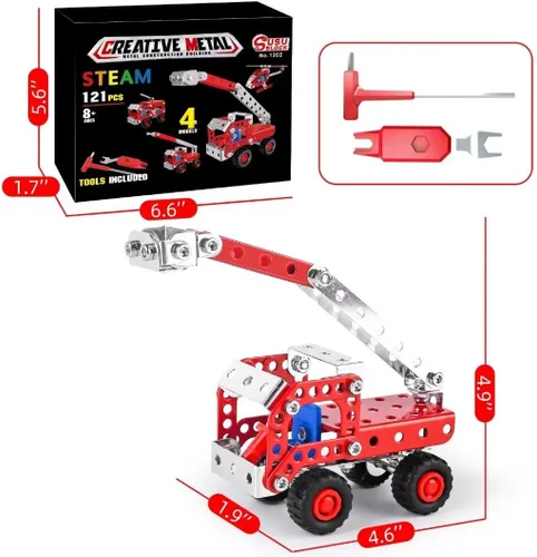 Vista 6 de Ferthor Fun Juguetes de Construcción STEM para Niños de 8-12 Años, Conjuntos Creativos Serie de Camiones de Bomberos Kit de Modelo, Juguetes