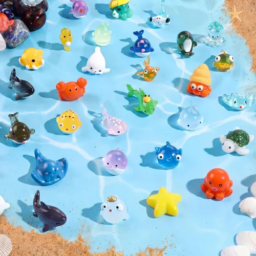 Vista 8 de Prudiut 60 piezas de mini figuras de animales de resina, 60 estilos para Animales multicolores