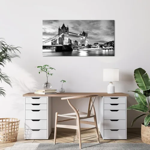 Vista 2 de KLVOS Lienzo de puente de la torre de Londres en blanco y negro, arte de pared, pintura de paisaje urbano de Inglaterra, imágenes del Reino Unido