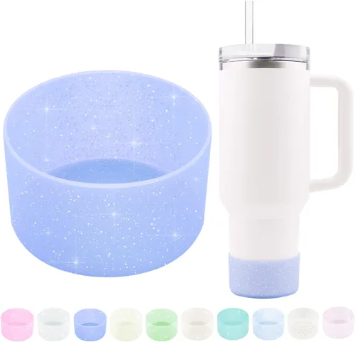 Vista 15 de Funda protectora de silicona con purpurina WORBSS para taza Stanley Cup H2.0 de 20, 30, 40 onzas y botella Hydro Flask de 18-24 onzas con cubierta