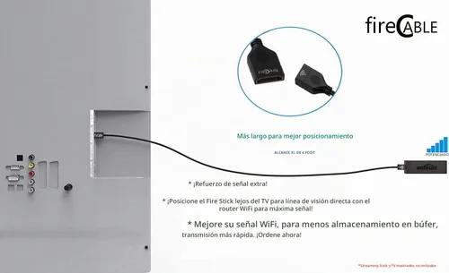 Vista 5 de fireCable Cable extensor HDMI XL para palillos de transmisión Aumenta la señal WiFi para una transmisión más rápida