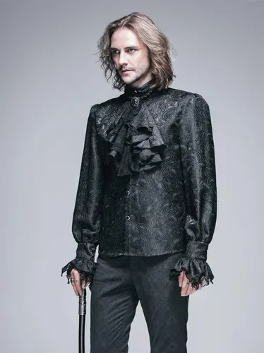 Vista 3 de Devil Fashion Steampunk hombre camisas gótico victoriano Shining esmoquin camisas blusas
