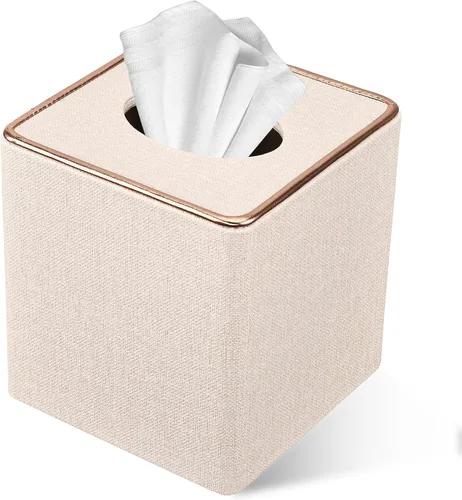 Vista 10 de Cubierta de caja de pañuelos, soporte de caja de pañuelos de cuero PU Rectangular Box Covers para el hogar/oficina/decoración del coche 9.84 "X5.23