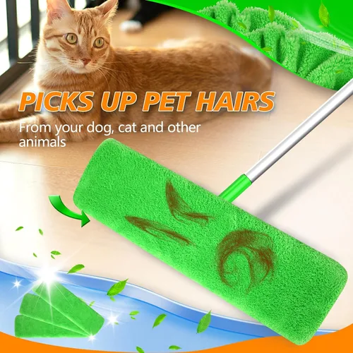 Vista 7 de Almohadillas de microfibra reutilizables compatibles con trapeador Paquete de 4 (verde)
