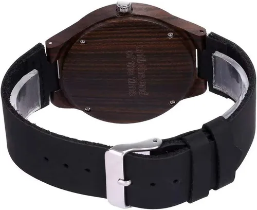 Vista 3 de Reloj de madera con foto o mensaje grabado de doble cara para regalo.