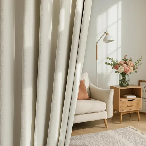 Vista 6 de FMFUNCTEX - Cortinas 100% opacas color beige de 40 x 63 pulgadas para dormitorio, 2 paneles Black out Drapes, Thermal Insulated Noise Reducing