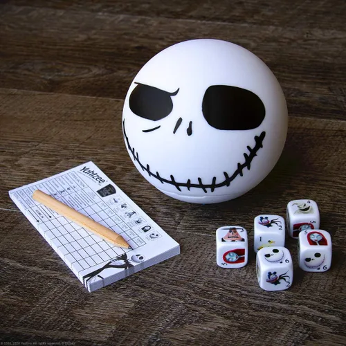 Vista 6 de Disney Yahtzee The Nightmare Before Christmas - Juego de dados coleccionables de Jack Skellington Juego de dados familiares y juegos de viaje