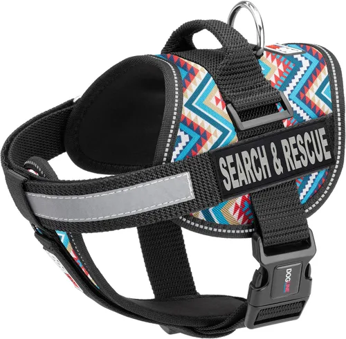Vista 19 de Dogline Unimax - Arnés multiusos para perros y 2 parches extraíbles de búsqueda y rescate, pequeño, color negro