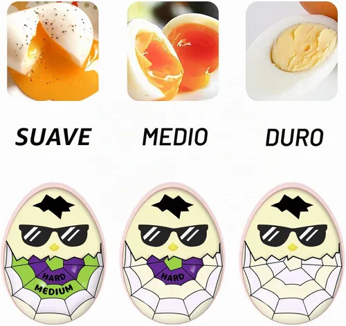 Vista 3 de Lasubst Temporizador de huevos que cambia de color para hervir huevos, morado y verde Púrpura & Verde