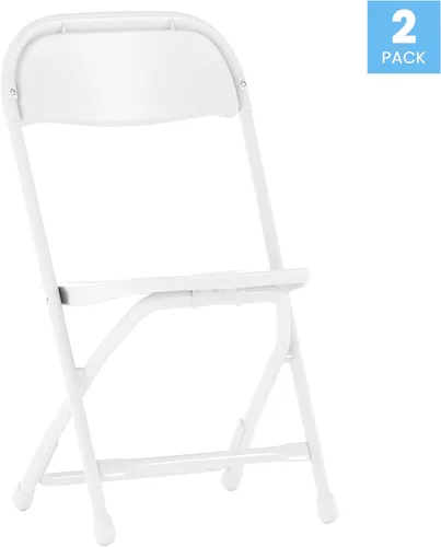 Vista 4 de Flash Furniture Paquete de 2 sillas plegables de plástico blanco para niños