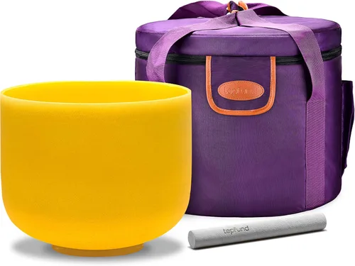 Vista 20 de TOPFUND 528 Hz Solfeggio Crystal Singing Bowl 8 inch with Heavy Duty Carrying Case and Suede Mallet