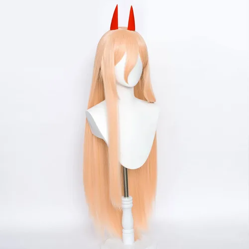Vista 6 de Aicos Power Cosplay peluca larga naranja recta Cosplay pelucas con Poder naranja