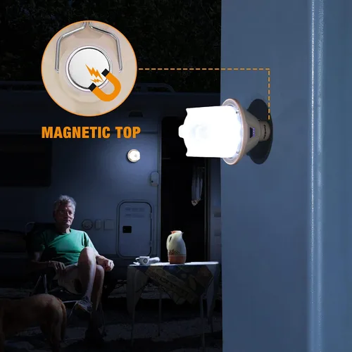 Vista 4 de EverBrite Paquete de 2 linternas de campamento recargables, luz LED de camping de 450 lm con 5 modos, base magnética y gancho para colgar, carga