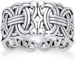 Vista 5 de Viking Braided Wedding Band Borre Knot Norse Celtic 10mm Sterling Silver Ring(Sizes 4,5,6,7,8,9,10,11,12,13,14,15)
