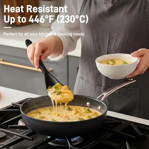 Vista 2 de Paquete de 3 espátulas de cocina de silicona y cuchara para utensilios de Paquete de 3 Negro