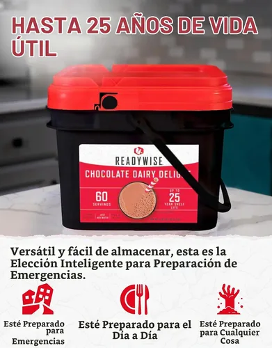 Vista 3 de READYWISE - Cubo de leche en polvo de chocolate con suero de leche, 60 porciones