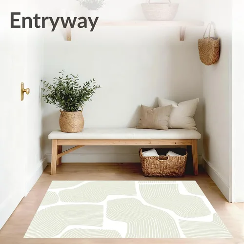 Vista 3 de 9'x12' Washable High Traffic Area Rug, Zen Garden, Flatwoven Area Rugs for Living Room, Bedroom (Beige Green,9x12)