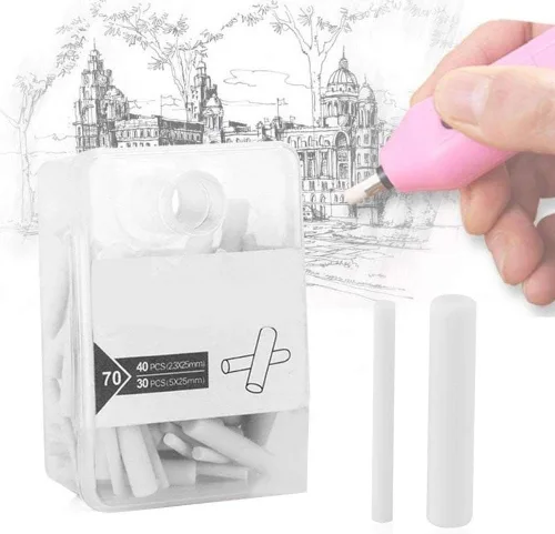 Vista 3 de 70 recambios blancos para borrador eléctrico de repuesto para artistas, lápices de arte, dibujo, bocetos, dibujo, dibujo.