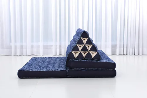 Vista 8 de Leewadee Tapete de 3 pliegues XXL con cojín triangular, almohada firme para TV, colchón plegable con cojín hecho de kapok ecológico, 67 x 31 CBT1