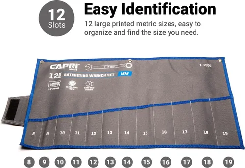 Vista 6 de Capri Tools Bolsa enrollable para llaves con bolsillos estándar