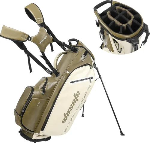 Vista 8 de WOSOFE PU Golf Bag with 6/14 Way Top Dividers Automatically Adjustable Dual Straps Elegant Design for Men Women Pu Golf Stand Bag with Multiple
