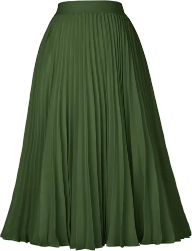 Vista 151 de GRACE KARIN - Falda plisada de gasa para mujer, con cintura alta y elástica, vuelo, corte acampanado y longitud por debajo de la rodilla