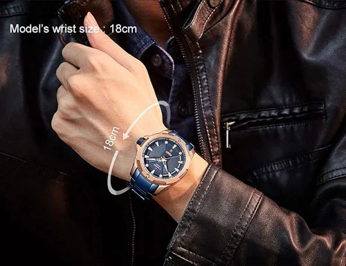Vista 6 de NAVIFORCE - Reloj de pulsera de cuarzo analógico para hombre de acero inoxidable impermeable