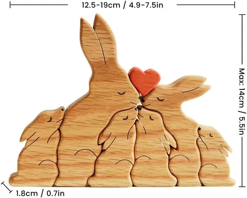 Vista 2 de Figura familiar de animales de madera personalizada con 1-8 nombres, bloques de nombres personalizados de animales para abrazar, regalos de recuerdo