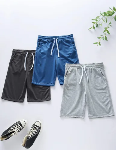 Vista 7 de Liberty Pro Paquete de 3 pantalones cortos deportivos para niños y jóvenes, pantalones cortos deportivos casuales con bolsillos, ropa deportiva