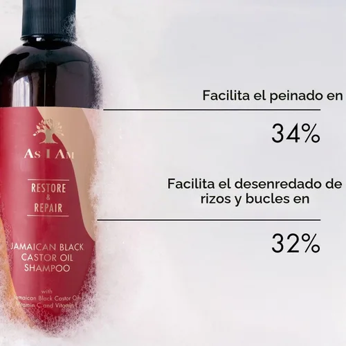 Vista 5 de As I Am Champú de aceite de ricino negro jamaicano, 12 fl oz