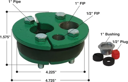 Vista 5 de Merrill MFG - Junta de pozo de hierro fundido de 4 pulgadas, tapa, placa superior dividida, caída simple de 1 pulgada