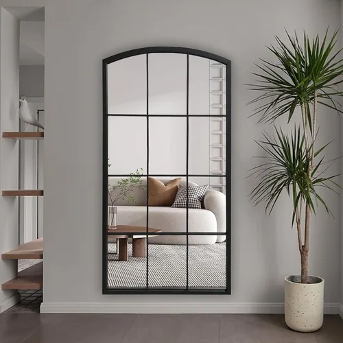 Vista 7 de WAMIRRO Espejo alto para ventana, espejo de pared arqueado de granja, espejos de longitud completa para chimenea, entrada, pasillo, sala de estar