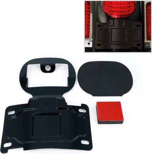Vista 7 de Americruise - Soporte para placa de motocicleta compatible con Harley CVO Electra Road Glide FLHTKSE FLHTCU FLHTCUL FLHTKL FLTRUSE (negro)