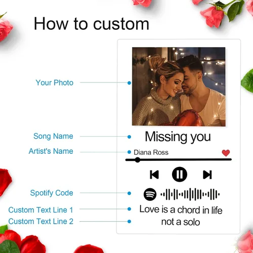 Vista 5 de OXYEFEI Canción acrílica personalizada con foto, luz nocturna de arte de Spotify personalizable, placa fotográfica escaneable con código de Spotify
