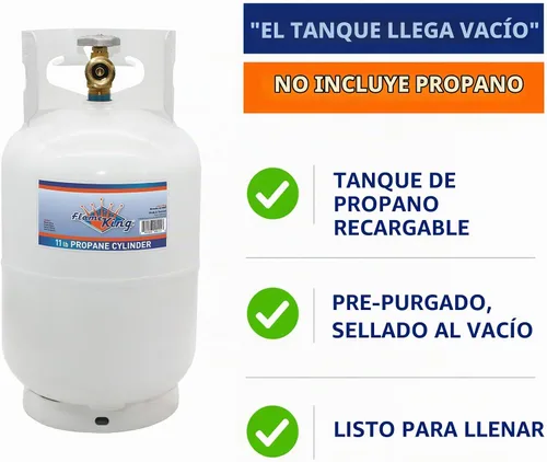 Vista 2 de Flame King Cilindro de tanque de propano de acero de 10 libras con válvula de dispositivo de protección contra desbordamiento tipo 1, ideal