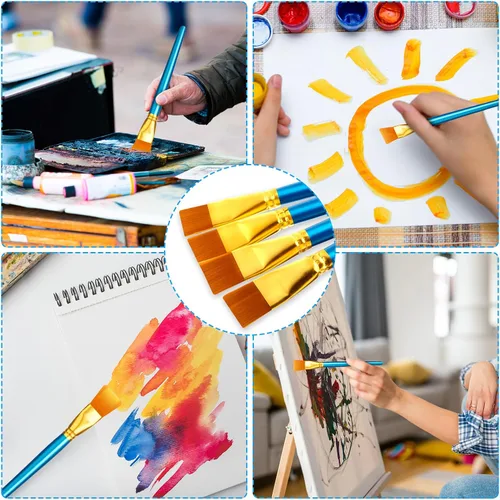Vista 5 de Thenshop 40 pinceles de pintura plana de 1 pulgada para acuarela, pincel de pintura acrílica grande, de nailon sintético, pinceles de pintura al