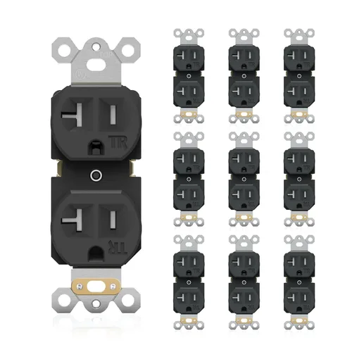Vista 9 de Toma eléctrica dúplex 15A 125V TR, 2 polos 3 cables, listado UL, 10 Negro