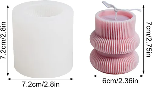 Vista 2 de Molde de silicona para velas a rayas de barril Molde de jabón para velas de pilar geométrico, molde de fondant, molde para hornear pastel