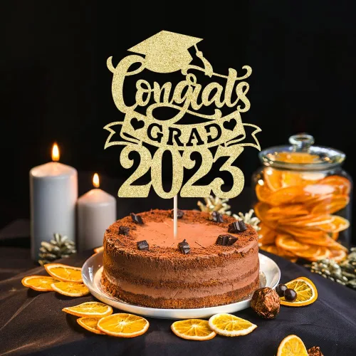 Vista 7 de Palasasa Congrats Grad - Decoración para tartas, letrero decorativo de graduación 2023, decoración de fiesta de graduación para escuela secundaria