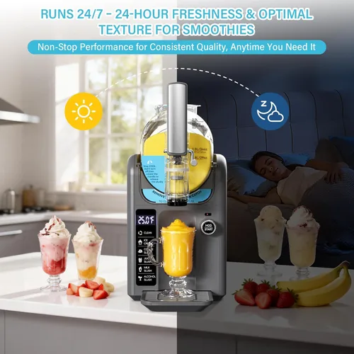 Vista 8 de Máquina de helados para granizado para el hogar, máquina para granizar, máquina de bebidas congeladas, no necesita hielo, autolimpieza, 5 preajustes