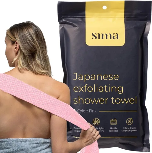 Vista 9 de Toalla exfoliante para la cara y el cuerpo - Toalla exfoliante japonesa con fibras hexagonales, exfoliante corporal con 2 lados para frotar y lavar