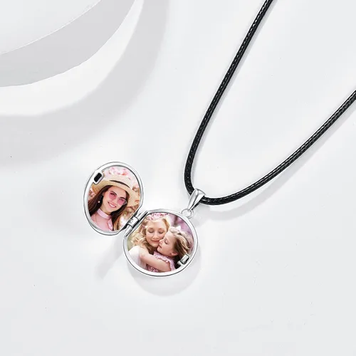 Vista 4 de TUGHRA Locket Necklaces for Women Men Locket Necklace Can Holds Pictures Sterling Silver Pendant Jewelry Gifts for Mothers Day Teens Girls Birthday
