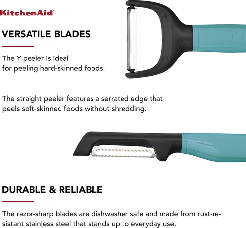 Vista 5 de KitchenAid Universal Euro Y Pelador, Juego De 2, Aqua